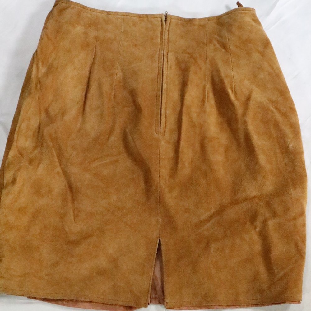 VTG CEDARS Genuine Palomino Leather Skirt Sz 14 - Picture 1 of 16